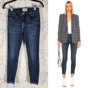 Frame Dark Wash Low Rise Le Skinny De Jeanne Release Stagger Hem